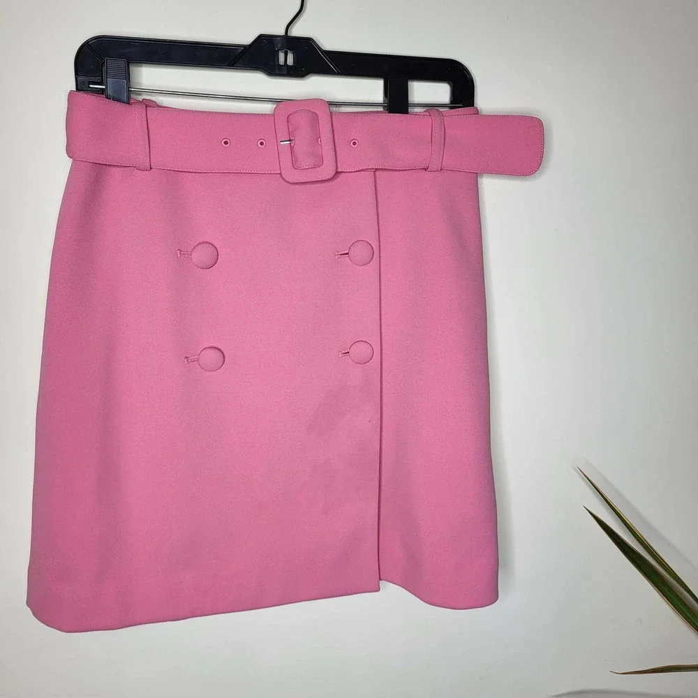 Boden Belted Four-Button A-Line Skirt - Abstract - Pink/Crayon Pink - Picture 13 of 14